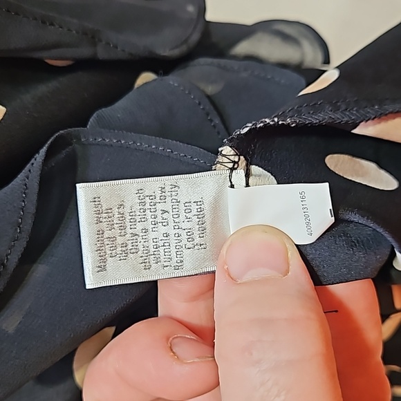 Lauren Conrad, Polka dot mini dress, Ruffles, Black and Peach, Sz 12 - Picture 9 of 10